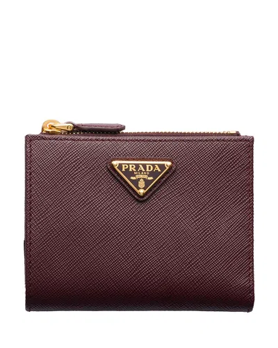 Prada Small Saffiano Leather Wallet In Brown