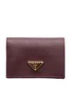 Prada Small Saffiano Leather Wallet In Burgundy