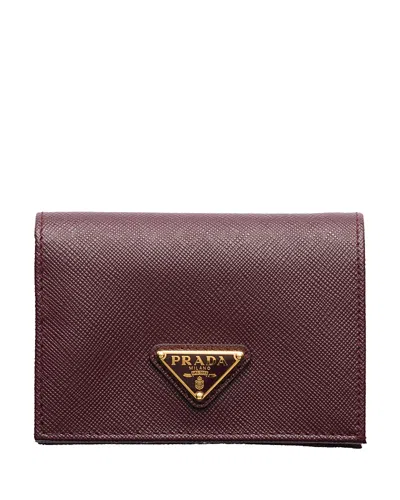 Prada Small Saffiano Leather Wallet In Burgundy
