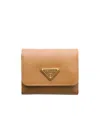 Prada Small Saffiano Leather Wallet In Caramel