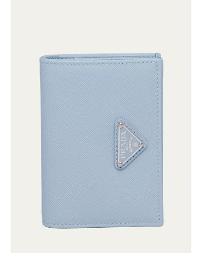 Prada Small Saffiano Leather Wallet In Celeste