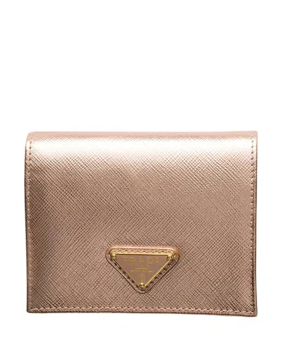 Prada Small Saffiano Leather Wallet In Gold