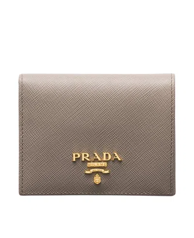 Prada Small Saffiano Leather Wallet In Blue