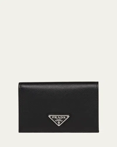 Prada Small Saffiano Leather Wallet In Nero