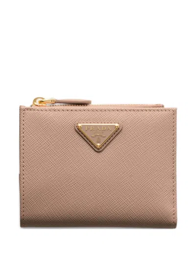 Prada Small Saffiano Leather Wallet In Neutral