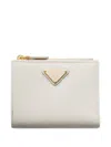 Prada Small Saffiano Leather Wallet In White