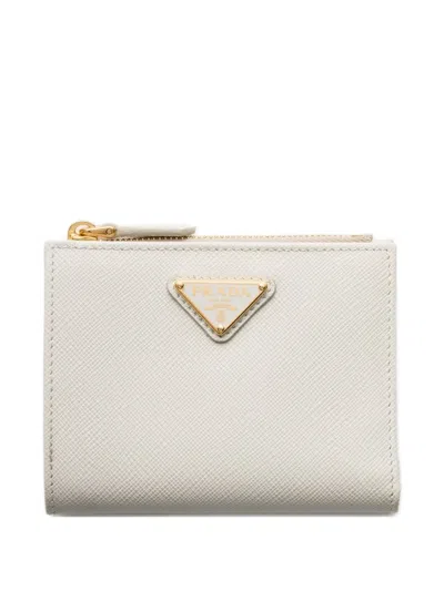Prada Small Saffiano-leather Wallet In White