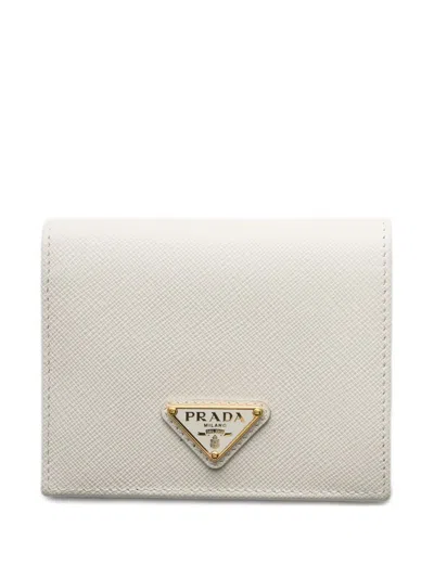 Prada Small Saffiano Leather Wallet In Neutral