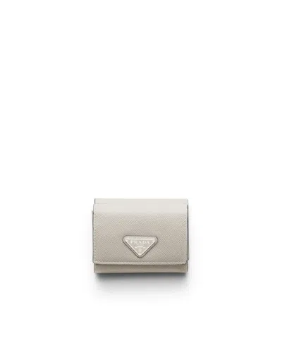 Prada Small Saffiano Leather Wallet In Neutral
