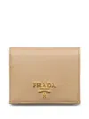 Prada Small Saffiano Leather Wallet In Neutrals
