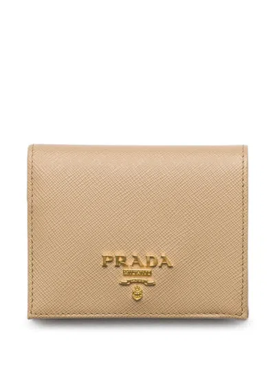 Prada Small Saffiano Leather Wallet In Neutrals