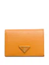 Prada Small Saffiano Leather Bifold Wallet In Orange