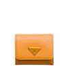 Prada Small Saffiano Leather Bifold Wallet In Orange
