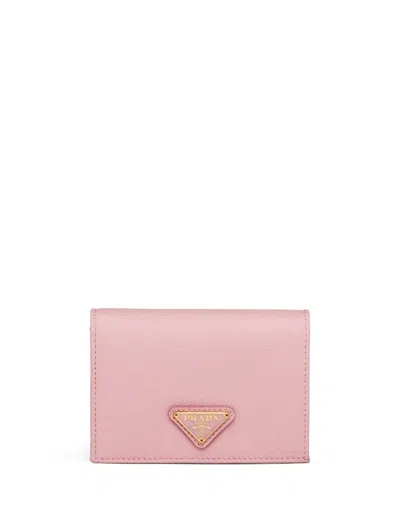 Prada Small Saffiano Leather Wallet In Pink