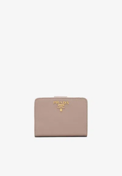 Prada Small Saffiano Leather Wallet In Pink