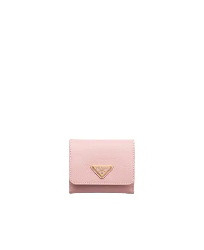 Prada Small Saffiano Leather Wallet In Pink