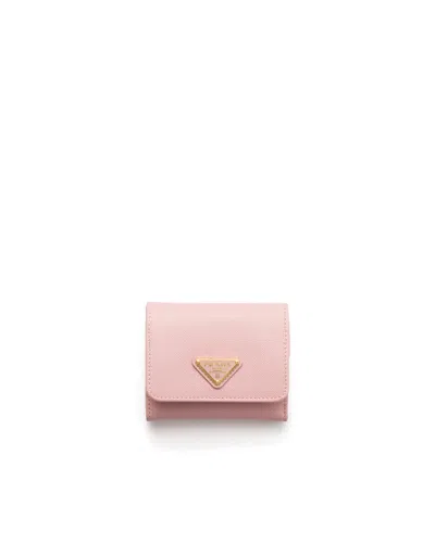 Prada Kleine Geldbörse Aus Saffiano-leder In Pink