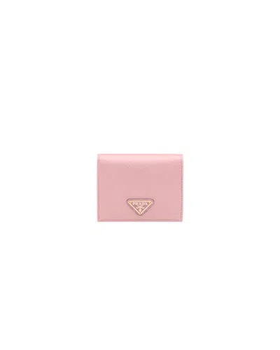 Prada Kleines Portemonnaie Aus Saffiano Leder In Pink