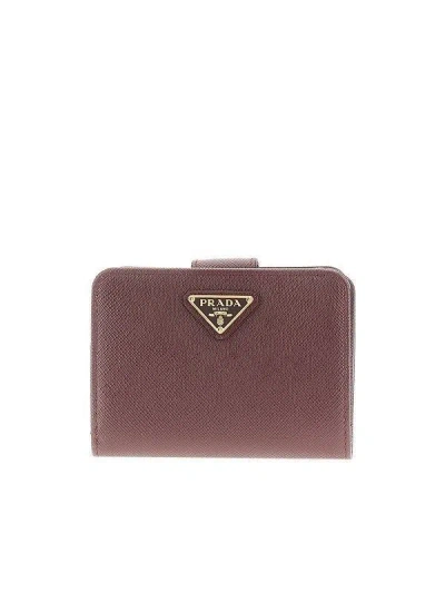 Prada Small Saffiano Leather Wallet In Pink