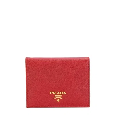 Prada Small Saffiano Leather Wallet In Red
