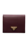 Prada Burgundy Saffiano Small Wallet In Red