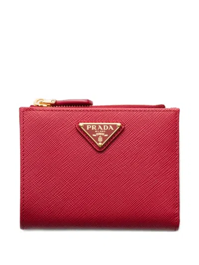 Prada Small Saffiano Leather Wallet In Red