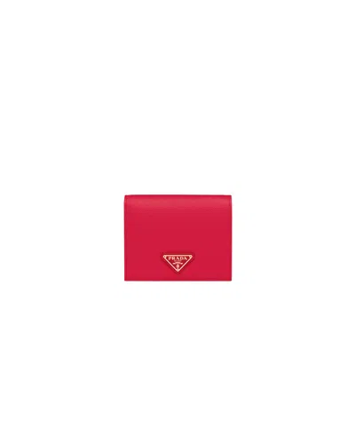 Prada Kleines Portemonnaie Aus Saffiano Leder In Red