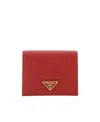 Prada Small Saffiano Leather Wallet In Red