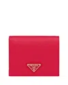 Prada Small Saffiano Leather Wallet In Red