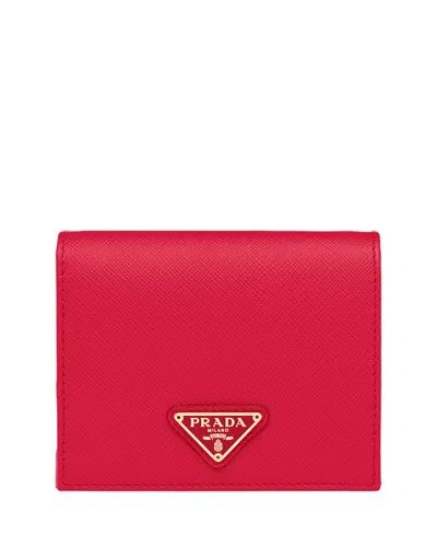 Prada Small Saffiano Leather Wallet In Red
