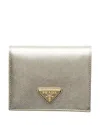 Prada Small Saffiano Leather Wallet In Silver