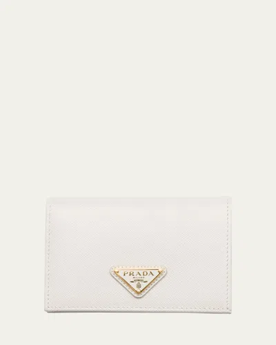 Prada Small Saffiano Leather Wallet In Talco