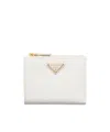 Prada Small Saffiano Leather Wallet In White
