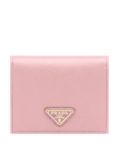 Prada Small Saffiano Leather Wallet In White