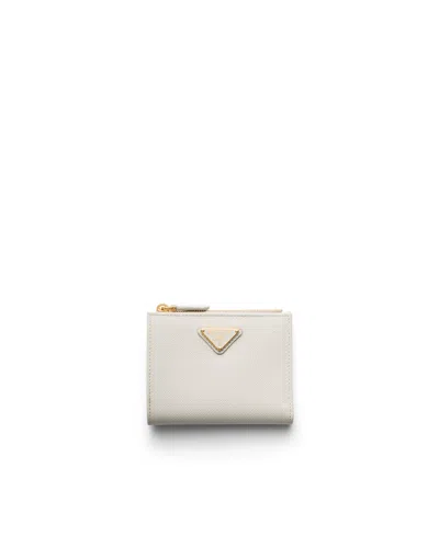 Prada Kleine Geldbörse Aus Saffiano-leder In White