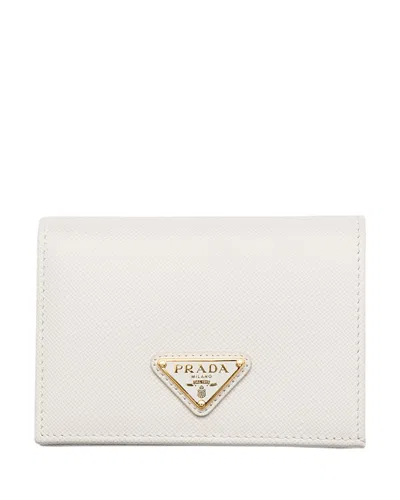 Prada Small Saffiano Leather Wallet In White