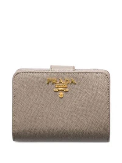 Prada Small Saffiano-leather Zip Wallet In Brown