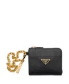 Prada Small Saffiano Leather Zipper Wallet In Black