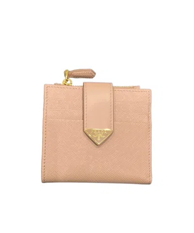 Prada Small Saffiano Logo Wallet In Nude