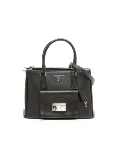 Prada Small Saffiano Lux Bag In Black