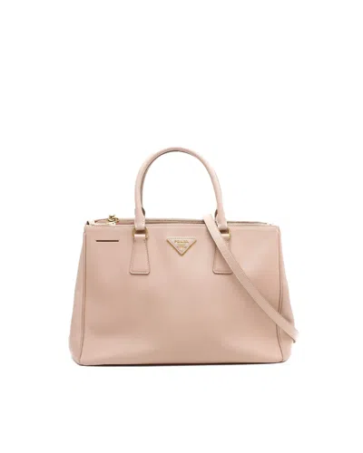 Prada Small Saffiano Lux Double-zip Galleria Tote Bag In Neutral
