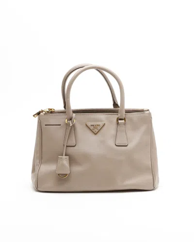 Prada Small Saffiano Lux Double-zip Galleria Tote Bag In Orange