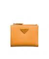 Prada Small Leather Wallet In Amber
