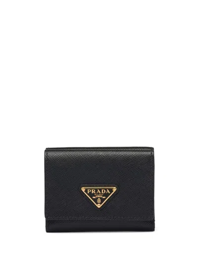 Prada Saffiano Small Leather Wallet In Black