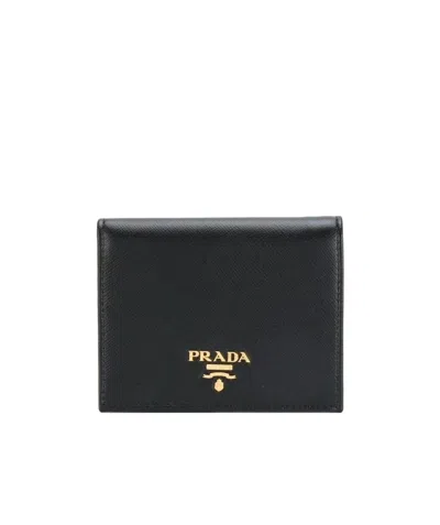 Prada Small Saffiano Wallet In Black