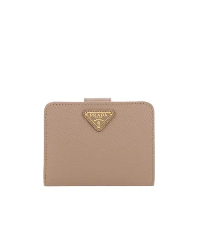 Prada Small Saffiano Wallet In Nude