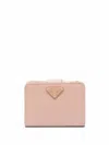 Prada Saffiano Leather Small Wallet With Zip In Nude & Neutrals