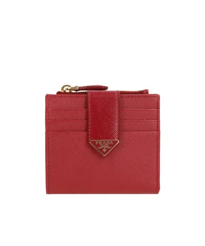 Prada Small Saffiano Wallet In Red