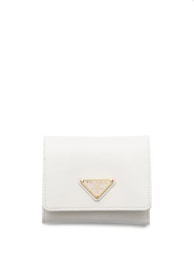 Prada Small Saffiano Wallet In White