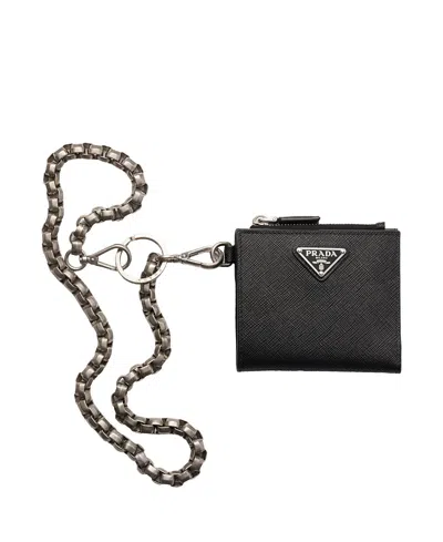 PRADA SMALL SAFFIANO WALLET WITH CHAIN